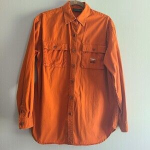 Lauren Ralph Lauren Fishing Shirt Blouse Embroidered Lure Safari Jungle M Orange